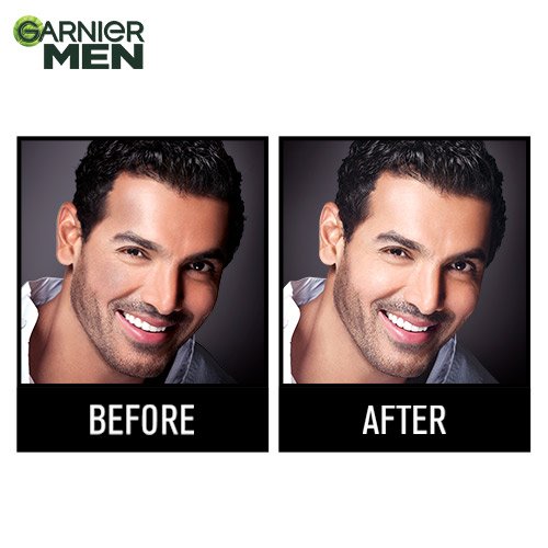 Garnier Men Turbo Bright Face Wash 150g - Before After Image